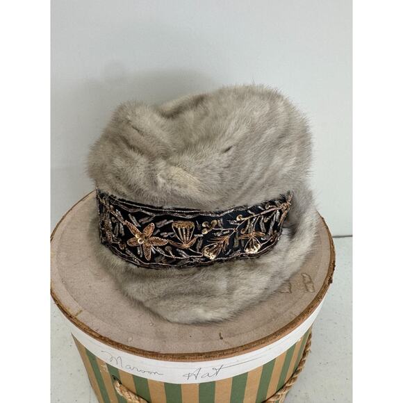 Vtg Cerulean Brand Emba Natural Blue Mutation Mink Gray Gold Silver Embroidery main image 4